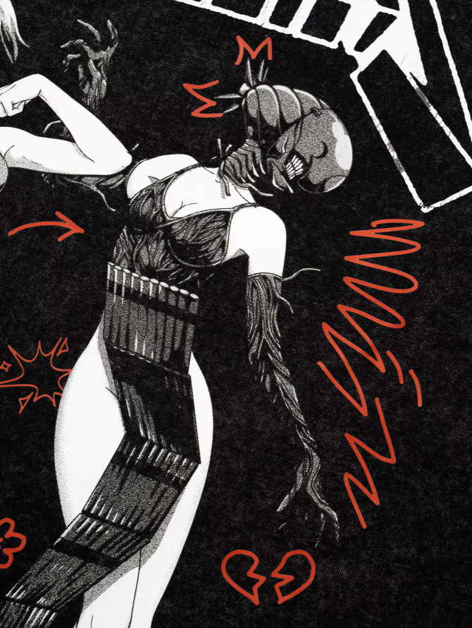 T-Shirt Acid Wash Manga Combat™ — Dark Streetwear