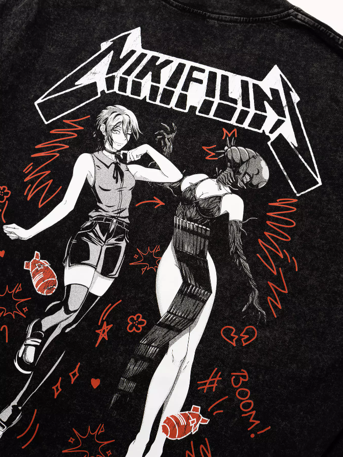 T-Shirt Acid Wash Manga Combat™ — Dark Streetwear