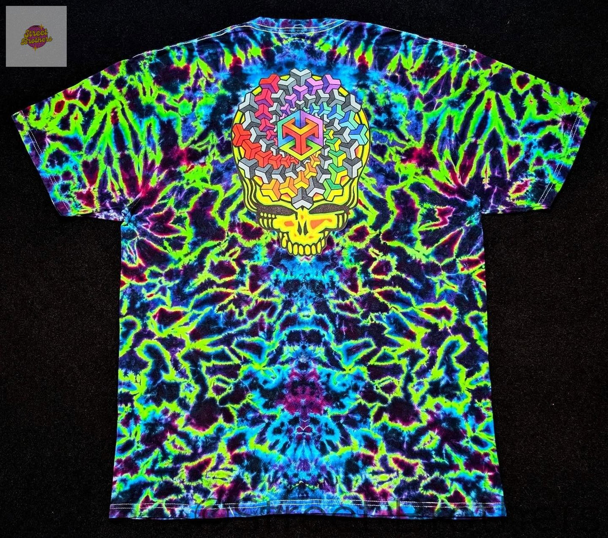T-shirt tie dye crâne géométrique dos