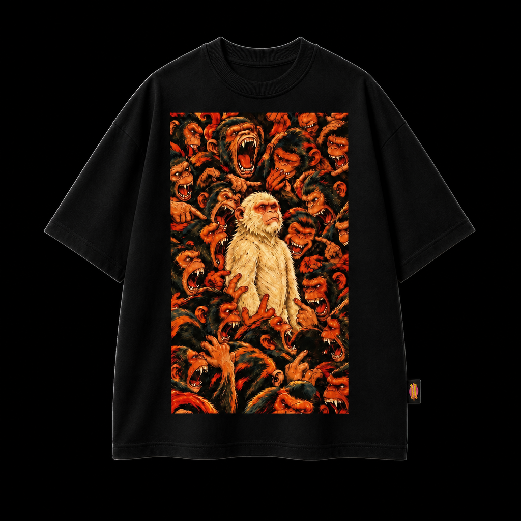 T-shirt face sur fond noir